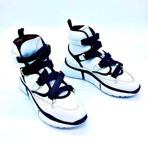 Chloe white and smoked grey sonnie sneakers - high top size 7 - Picture 1 of 5